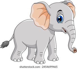 Vector illustration of cute elephant cartoon on white background 