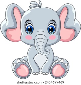 Vector illustration of cute elephant cartoon on white background 