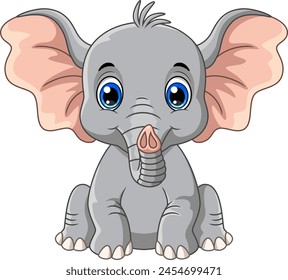 Vector illustration of cute elephant cartoon on white background 