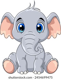 Vector illustration of cute elephant cartoon on white background 