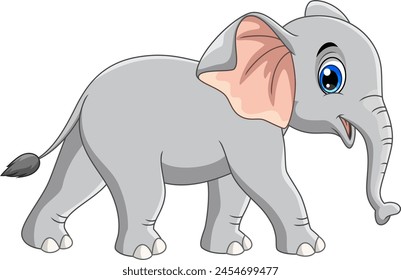 Vector illustration of cute elephant cartoon on white background 