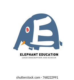 Vector illustration cute elephant for education logo