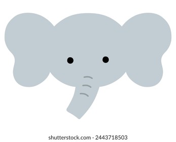Vector illustration of cute elephant face. Icon, animal
