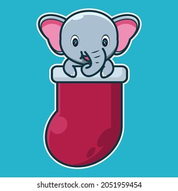 vector illustration of cute elephant and glove