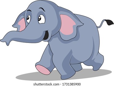 Vector Illustration Of a Cute Elephant Isolated On White Background
