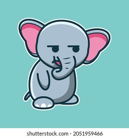 vector illustration of cute elephant lazy