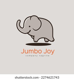 Vector illustration of a cute elephant on a gray background with the inscription. simple flat color
