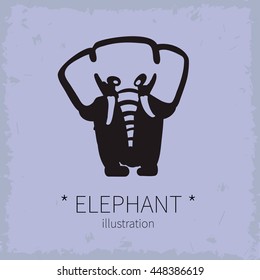 Vector illustration. Cute elephant on a grey background.