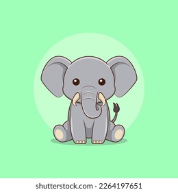 Vector illustration of a cute elephant sitting, with the concept of cartoon animals.