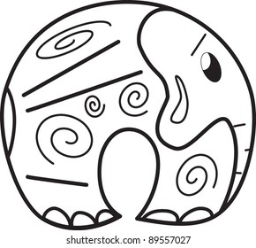 Vector illustration of a cute elephant (sketch)