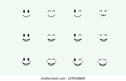 vector illustration of cute emoji smile. set of emoticons. set of smile icons. smiles or smiley or smiling vector. flat smile vector. vector illustration.