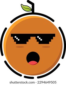 Vector illustration of cute emoticon in the shape of an orange wearing glasses