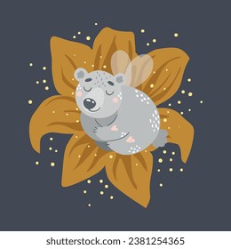 Vector illustration with cute fairy bear. Suitable for printing posters, stickers, cards and more.