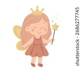 
A vector illustration of a cute fairy in a simple cartoon style. Perfect for children