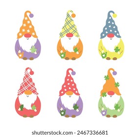 Vector illustration of cute fall autumn gnome.  Set Of Gnome Characters, Cartoon Illustration