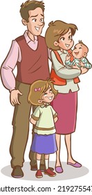 vector illustration of cute family standing together