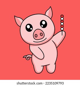 ilustración vectorial de un cerdo lindo y gordo