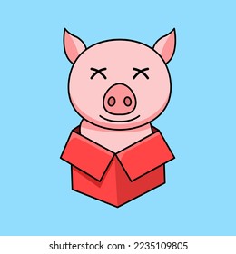 vector illustration of a cute and fat pig
