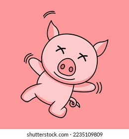 vector illustration of a cute and fat pig