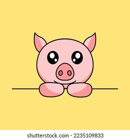 vector illustration of a cute and fat pig