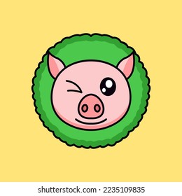 vector illustration of a cute and fat pig