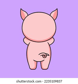 vector illustration of a cute and fat pig