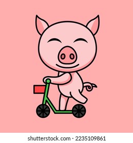 vector illustration of a cute and fat pig