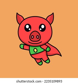 vector illustration of a cute and fat pig