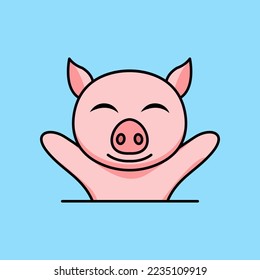 vector illustration of a cute and fat pig