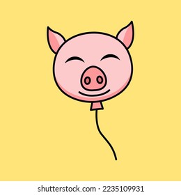 vector illustration of a cute and fat pig