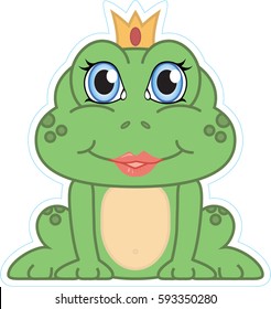 vector illustration of a cute female frog isolated on a white background