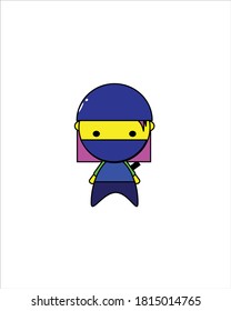 Vektorgrafik süßer Ninja mit blauem Hemd