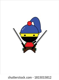 Vektorgrafik einer süßen Ninja mit rotem Hemd
