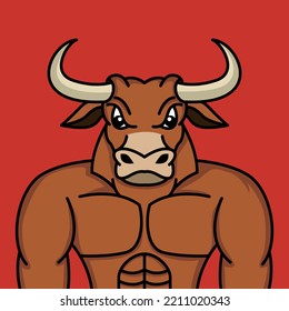 Vector illustration of a cute and fierce bull