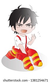 vector illustration of Cute fireman cartoon
