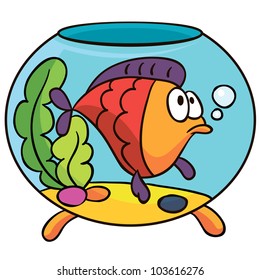 vector illustration- cute fish aquariumon white background