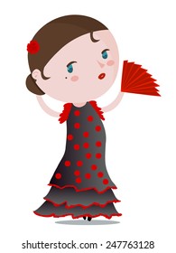 Vector illustration of a cute flamenco dancer