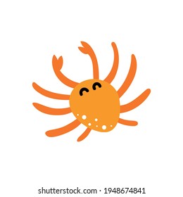 Vector illustration of cute flat crab. Isolated on transparent background.