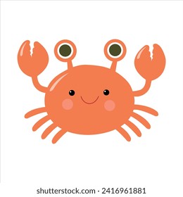 Vector illustration of cute flat crab. Isolated on transparent background.