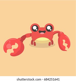 Vector illustration of cute flat crab.