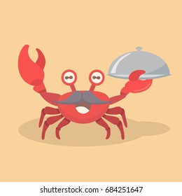 Vector illustration of cute flat crab.