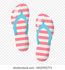 Vector illustration of cute flip flops on transparent background