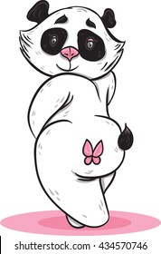 vector illustration of cute flirty panda bear