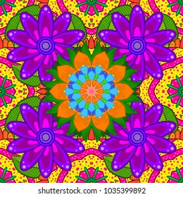 Vector illustration. Cute floral elements. Flat Flower Elements Design. Colour Spring Theme seamless pattern Background. Seamless pattern Fashionable fabric pattern.
