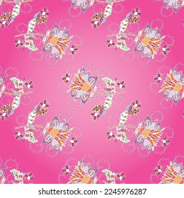 Ilustración vectorial. Patrón floral lindo con brotes florales. El fondo es impecable. Para imprimir sobre tela, textiles, papel pintado. Estilo retro vintage. Vector.