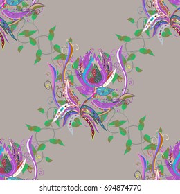 Vector illustration. Cute Floral pattern in the small flower. Abstract flower seamless pattern background. On colorful background. Vector pattern.