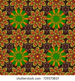 Vector. Vector illustration. Cute floral pattern with buds flowers. Vintage retro style. For print on fabric, textiles, wallpaper. Seamless background.