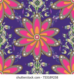 Vector illustration. Cute Floral pattern in the small flower. Fashionable fabric pattern. Seamless Tony fabric pattern.