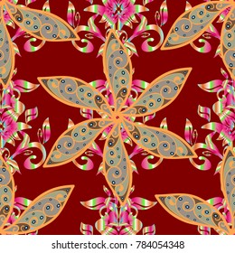 Vector. Vector illustration. Cute floral pattern with buds flowers. Vintage retro style. For print on fabric, textiles, wallpaper. Seamless background.