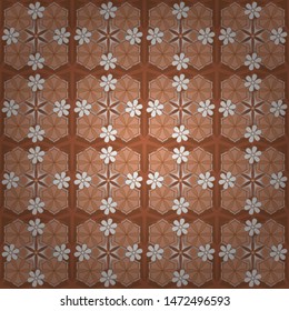 Vector illustration. Cute vector floral seamless pattern in the small flower. Seamless hand-drawn texture in brown, beige and orange colors.